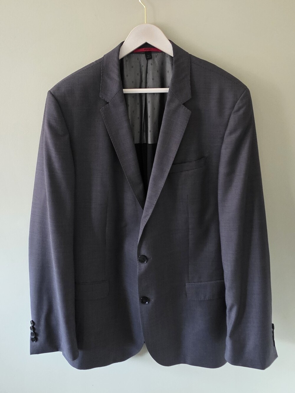NWOT Hugo Boss 44L Houndstooth Angelico Super 100 Wool Blazer Luxury Academic